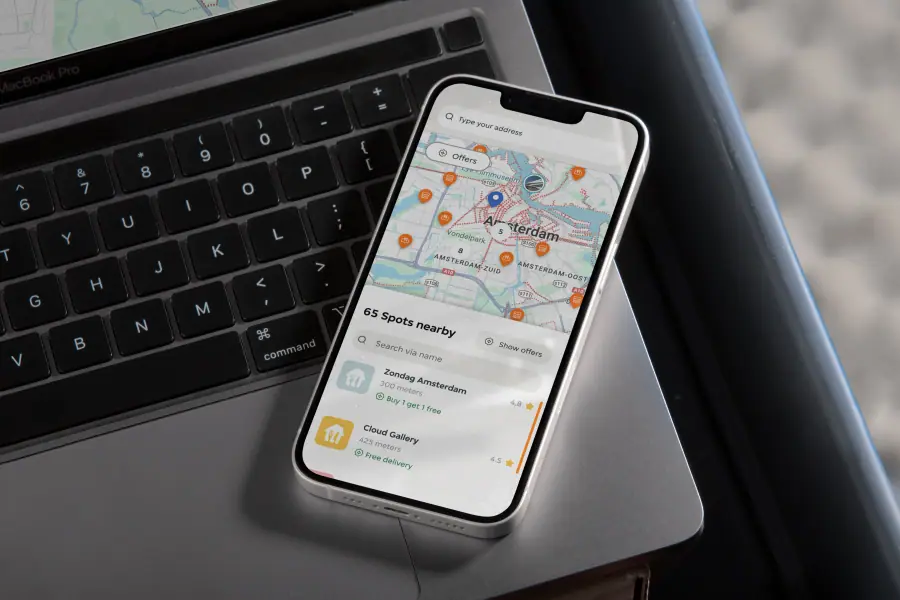 Just Eat Takeaway restaurant overview — map-based Pay Card locator