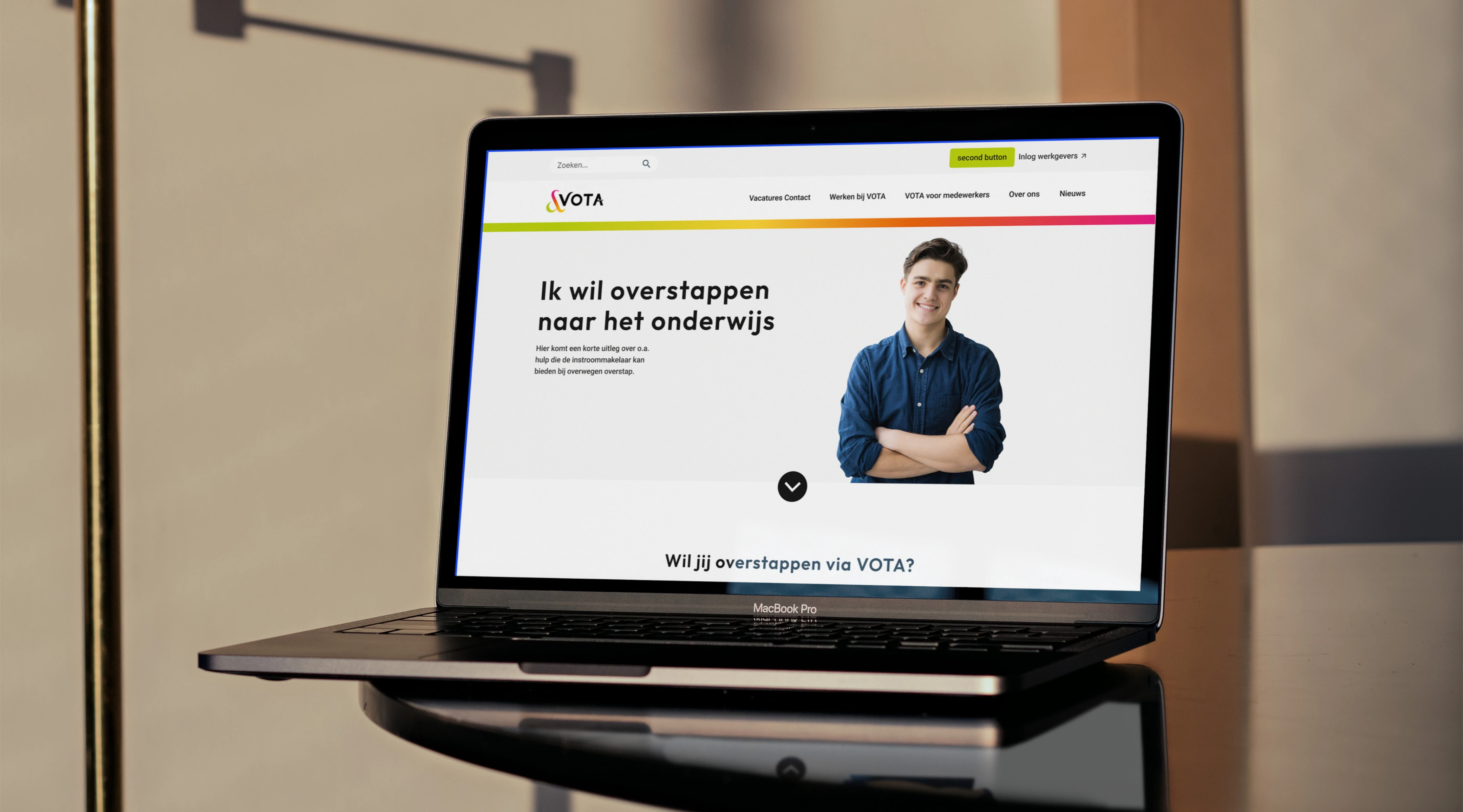 MacBook Pro showing the final Vota.nl redesign
