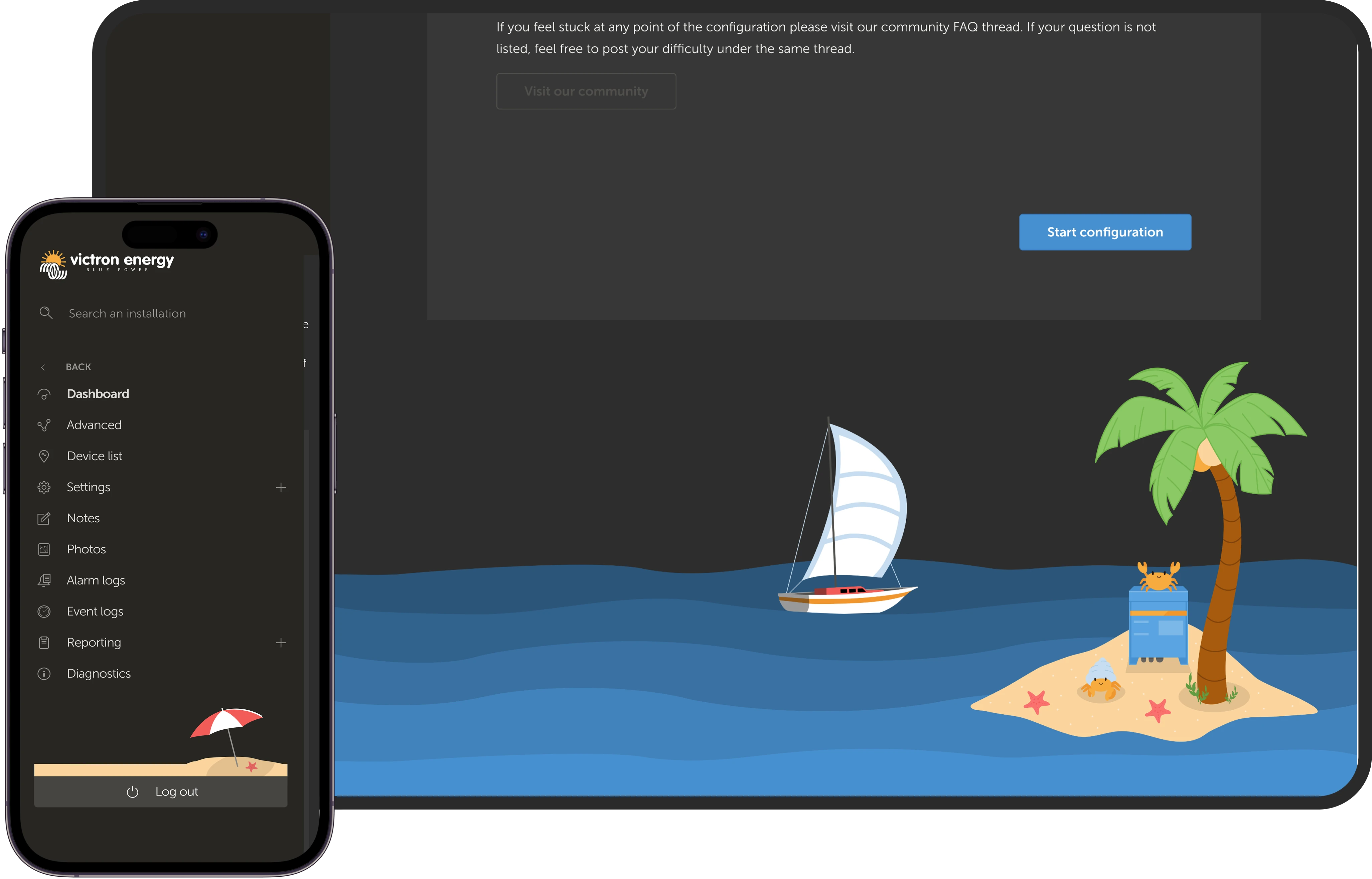 VRM portal on mobile and desktop showing Summer theme banner across the bottom