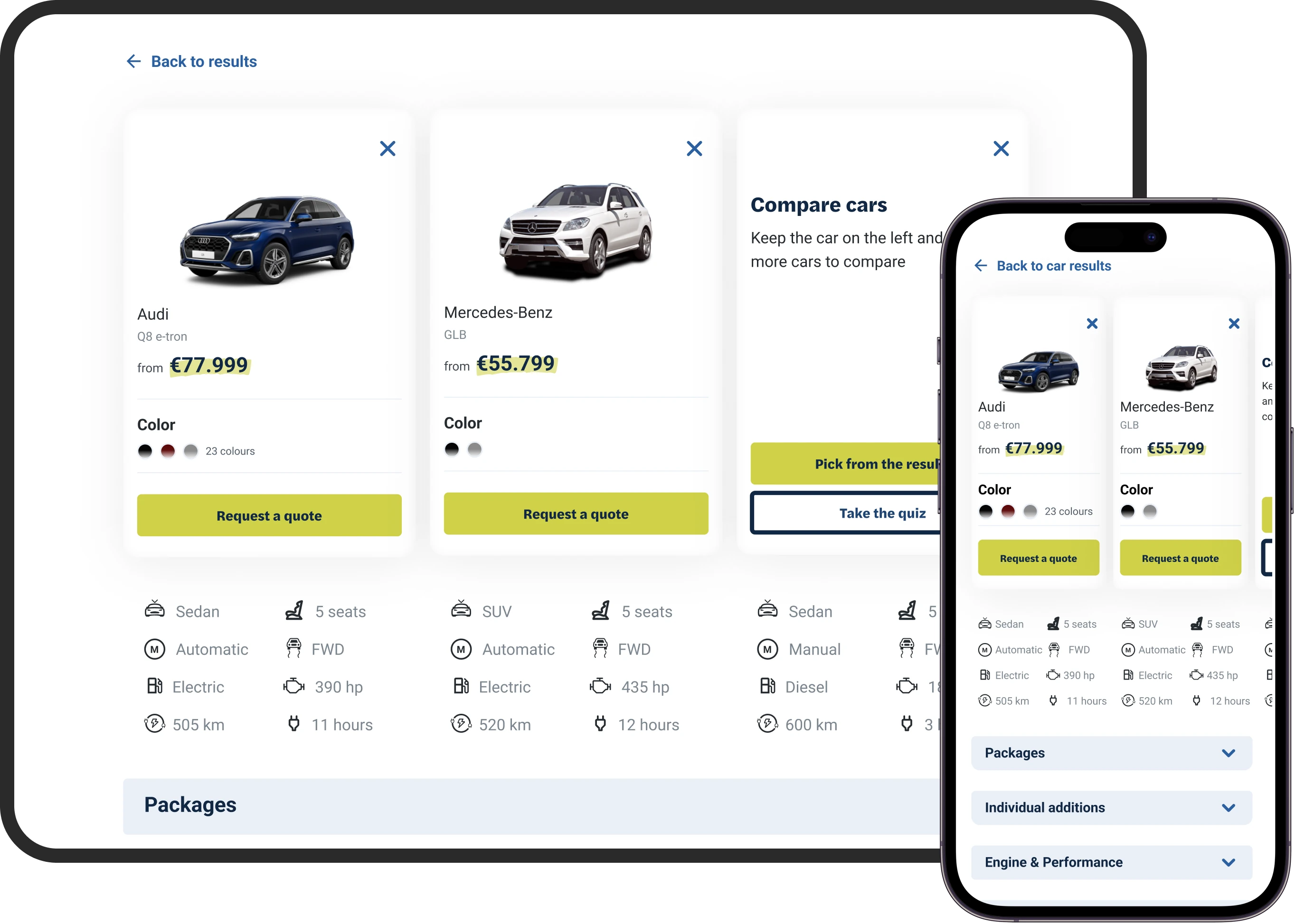 Wireframes with Autoselectr branding colours applied across screens